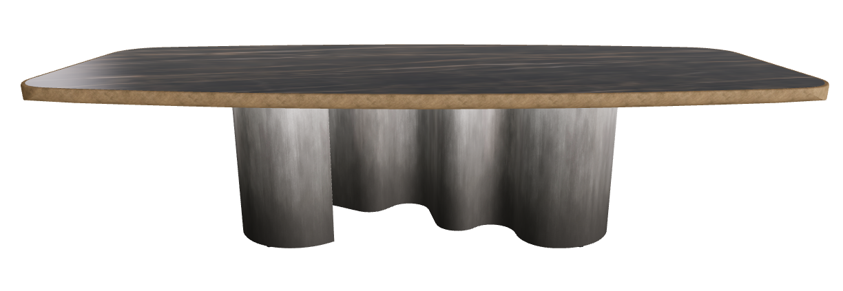 300x128x75h Barrel Shaped_Glossy Portoro_Oxy Grey_Brushed Bronze
