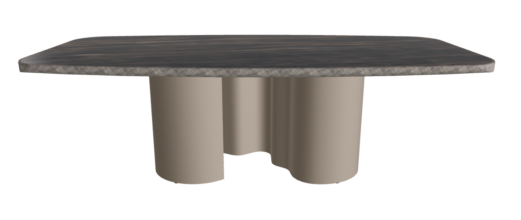 240x120x75h Barrel Shaped_Glossy Portoro_Titanium Embossed_Brushed Grey