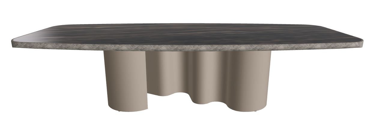 300x128x75h Barrel Shaped_Glossy Portoro_Titanium Embossed_Brushed Grey