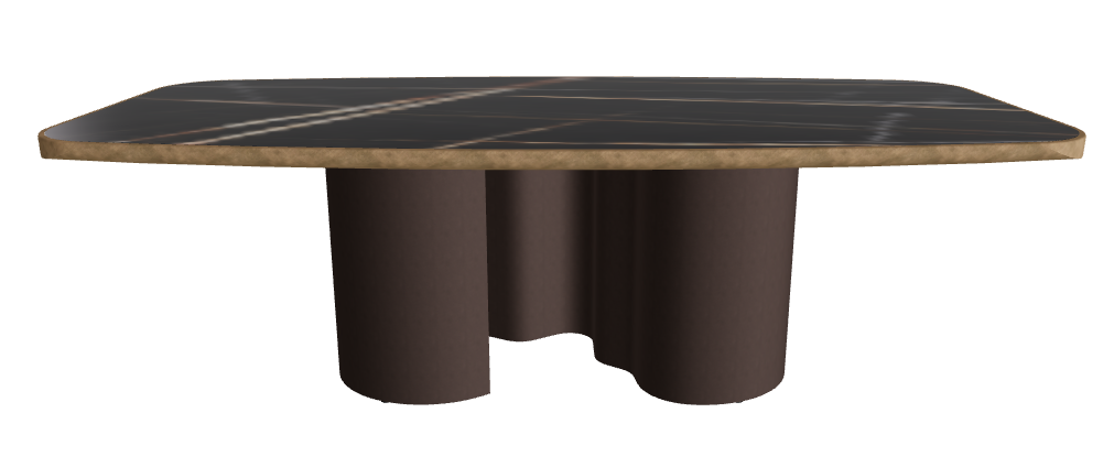 240x120x75h Barrel Shaped_Glossy Sahara Noir_Bronze Embossed_Brushed Bronze