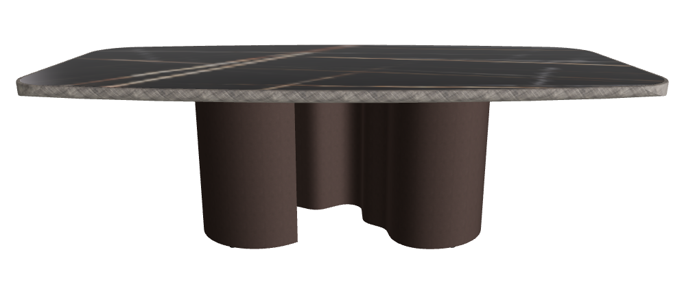 240x120x75h Barrel Shaped_Glossy Sahara Noir_Bronze Embossed_Brushed Grey