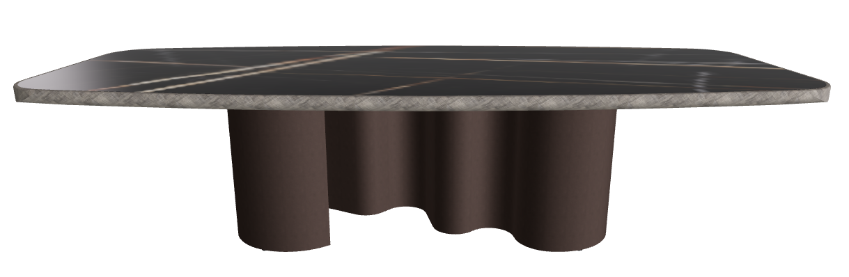 300x128x75h Barrel Shaped_Glossy Sahara Noir_Bronze Embossed_Brushed Grey