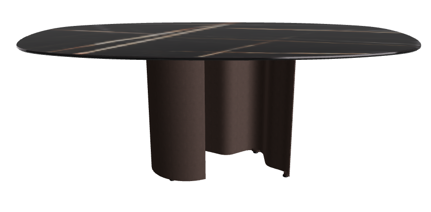 200x100x74h Bisuit Shaped_Glossy Sahara Noir_Bronze Embossed