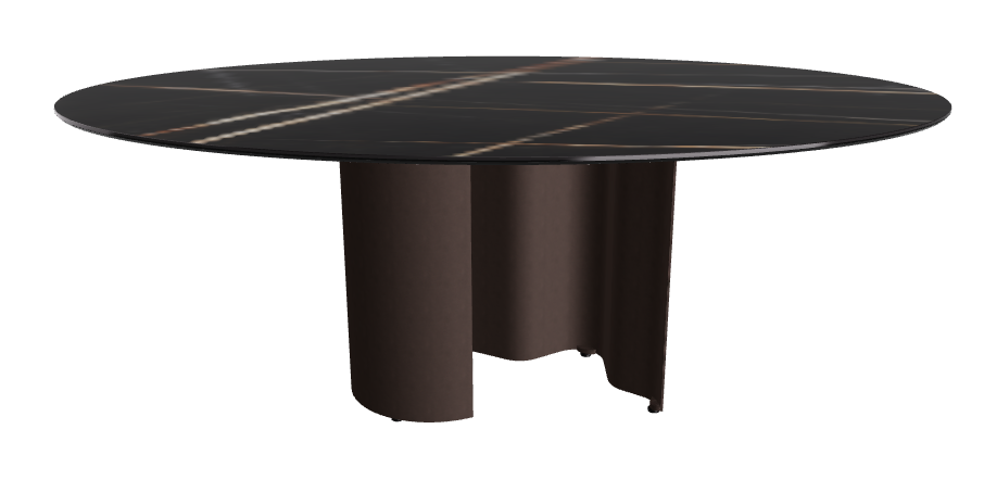 200x120x74h Oval Shaped_Glossy Sahara Noir_Bronze Embossed