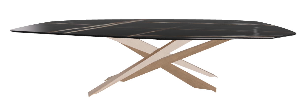 300x130x74.5h Polygon Shaped_Glossy Sahara Noir_Brushed Bronze