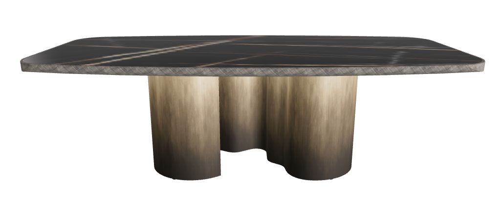 240x120x75h Barrel Shaped_Glossy Sahara Noir_Oxy Brass_Brushed Grey