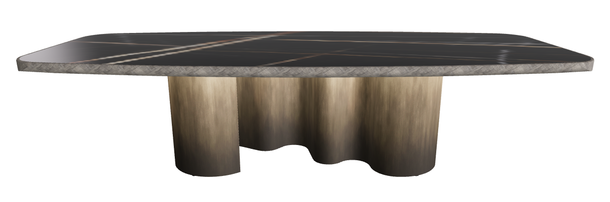 300x128x75h Barrel Shaped_Glossy Sahara Noir_Oxy Brass_Brushed Grey