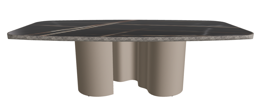 240x120x75h Barrel Shaped_Glossy Sahara Noir_Titanium Embossed_Brushed Grey