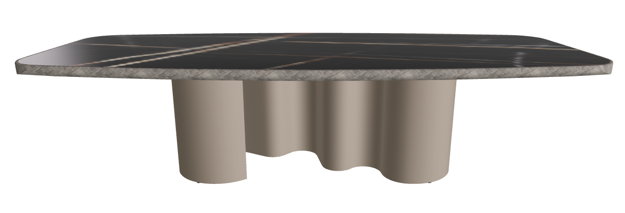 300x128x75h Barrel Shaped_Glossy Sahara Noir_Titanium Embossed_Brushed Grey