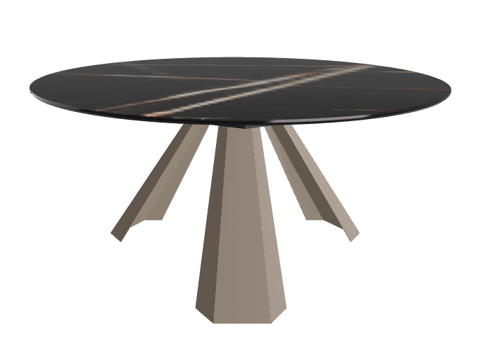 Diameter 158 x Height 73 cm_Glossy Sahara Noir_Titanium Embossed