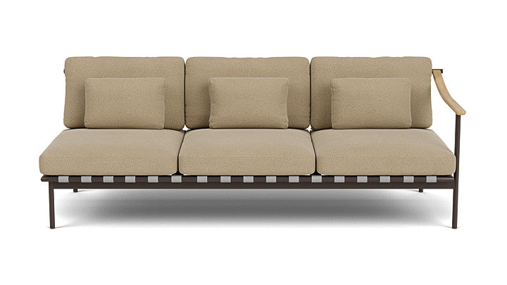 Barlow Tyrie Around Deep Seating Triple Lounge Sofa with Teak Right Arm