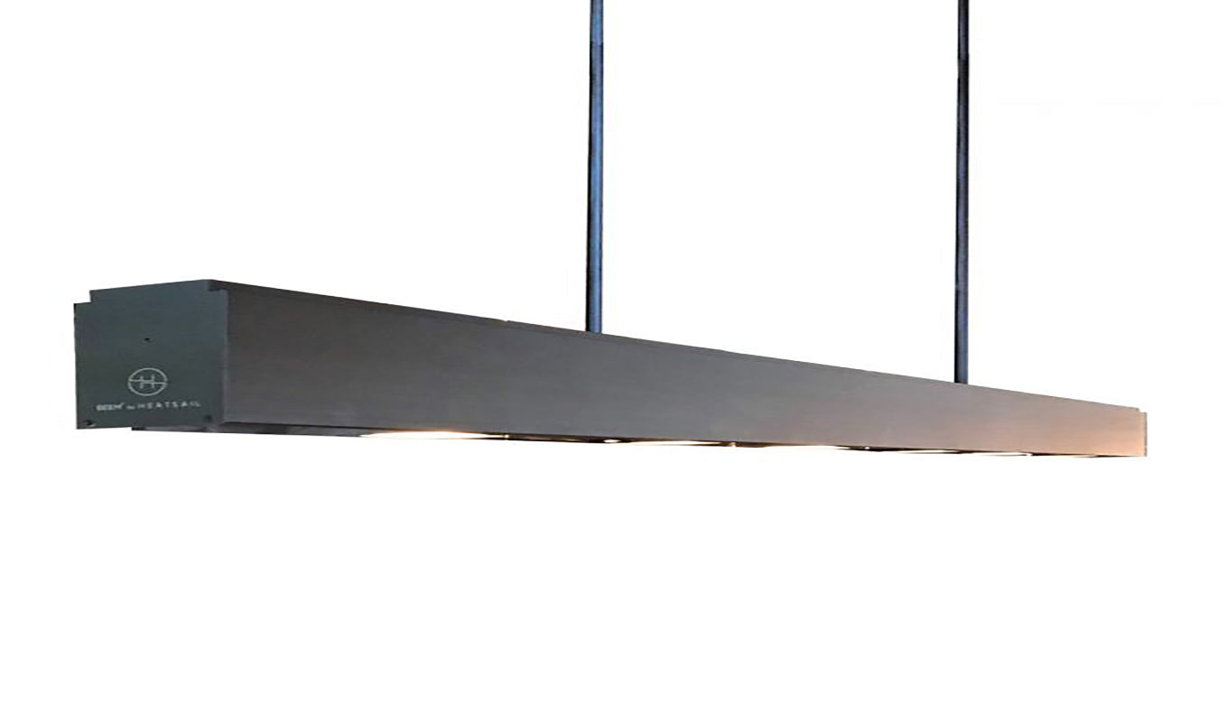 BEEM 290 | Ceiling Mounted Hanging Outdoor Heating and Lights with Stems & Cooling | RAL 9005 Midnight
