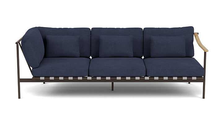 Barlow Tyrie Around Deep Seating Triple Lounge Sofa with Aluminium Left Arm and Teak Right Arm