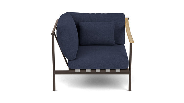 Barlow Tyrie Around Deep Seating Single Lounge Chair with Aluminium Left Arm and Teak Right Arm