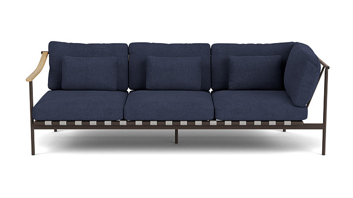 Barlow Tyrie Around Deep Seating Triple Lounge Sofa with Teak Left Arm and Aluminium Right Arm