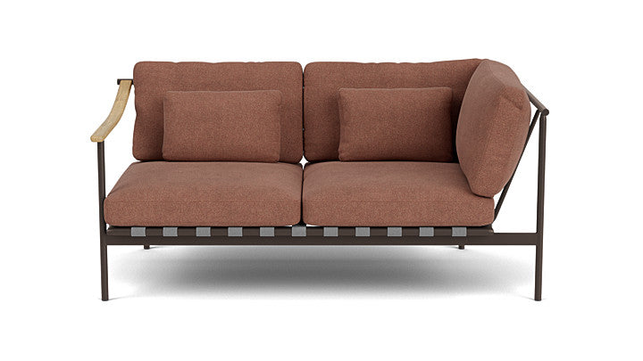 Barlow Tyrie Around Deep Seating Double Lounge Sofa with Teak Left Arm and Aluminium Right Arm