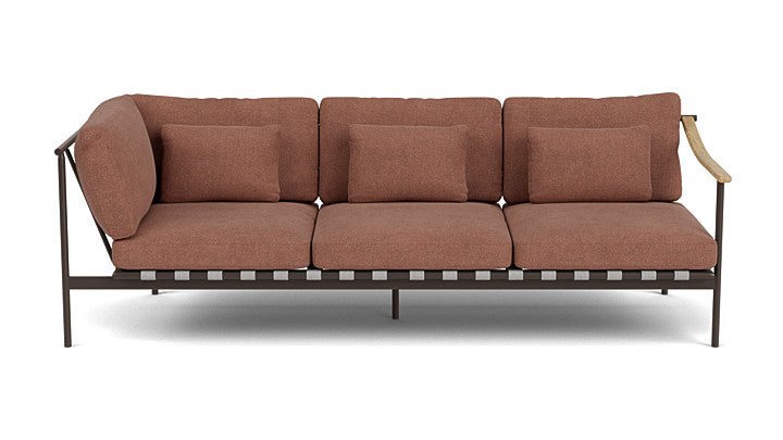 Barlow Tyrie Around Deep Seating Triple Lounge Sofa with Aluminium Left Arm and Teak Right Arm