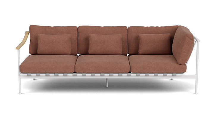 Barlow Tyrie Around Deep Seating Triple Lounge Sofa with Teak Left Arm and Aluminium Right Arm