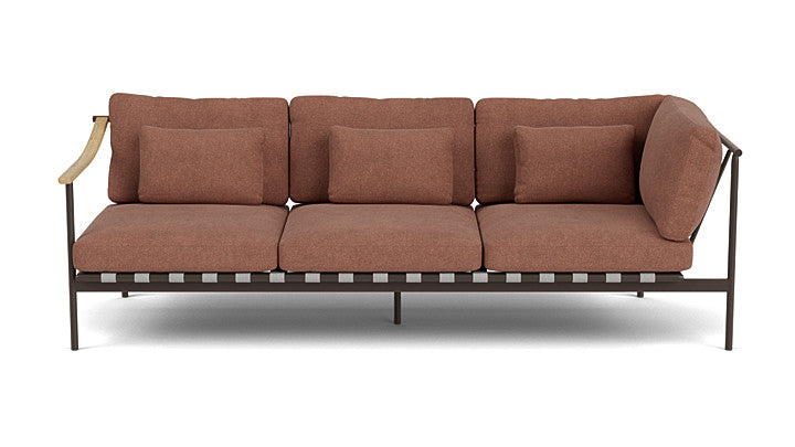 Barlow Tyrie Around Deep Seating Triple Lounge Sofa with Teak Left Arm and Aluminium Right Arm
