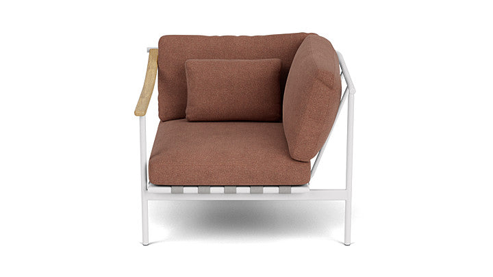 Barlow Tyrie Around Deep Seating Single Lounge Chair with Teak Left Arm and Aluminium Right Arm