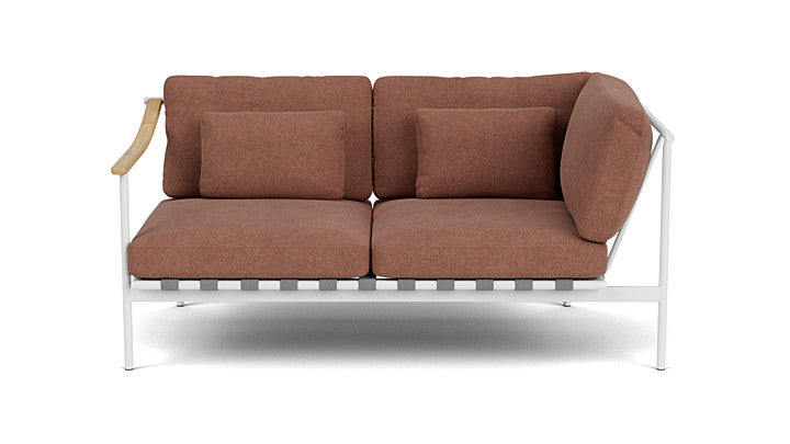 Barlow Tyrie Around Deep Seating Double Lounge Sofa with Teak Left Arm and Aluminium Right Arm