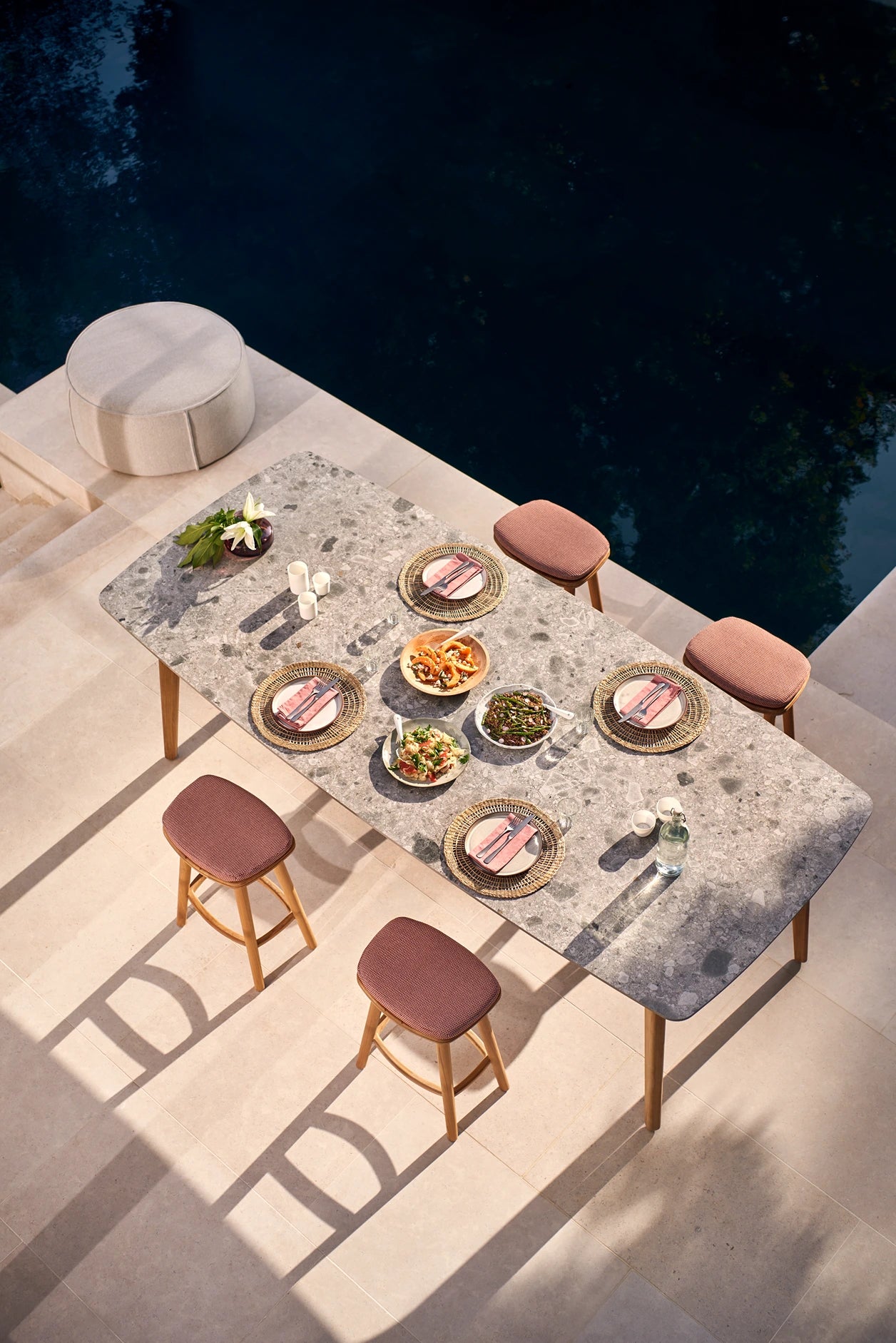 Manutti Torsa Counter Height Dining Table 264 × 118 × 91h cm
