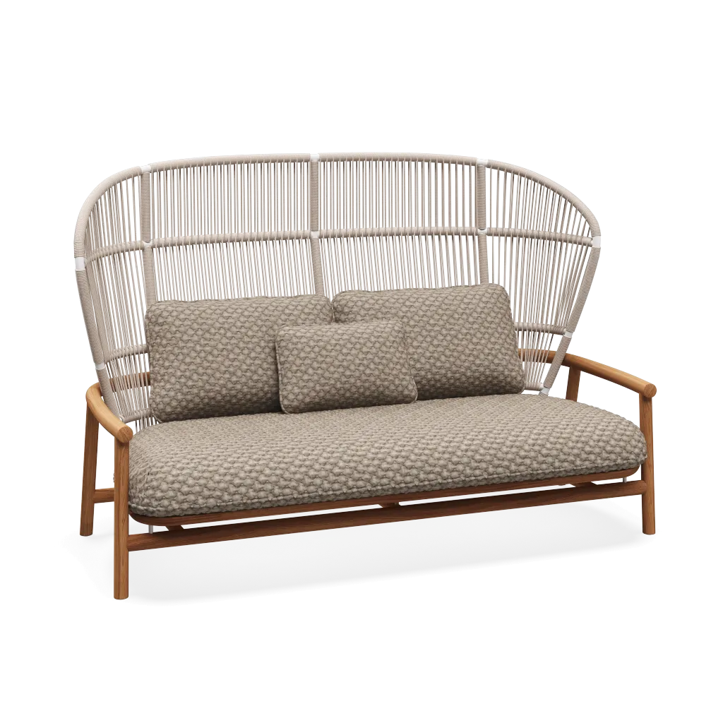 Gloster Fern Teak High Back 2-Seater Sofa