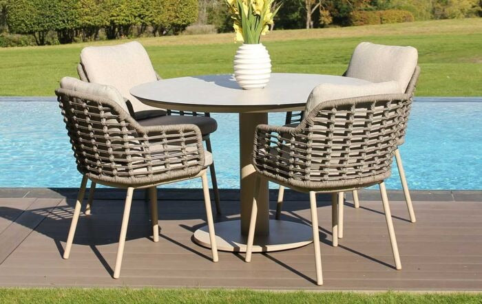 4 Seasons Outdoor Puglia 4 Seat Sarah 120cm Round Ceramic Dining Table