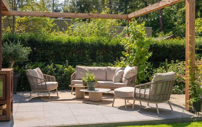 4 Seasons Outdoor Puglia Organic Lounge with Demi Coffee Tables & Footstool