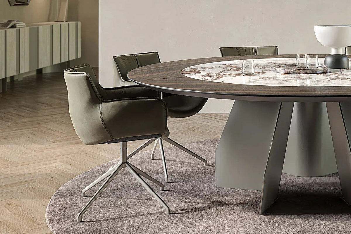 Cattelan Italia Rhonda Turn Swivel Dining Armchair – Soft Leather & Glove Soft Leather