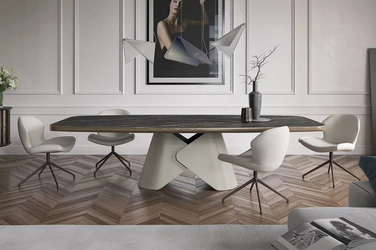 Cattelan Italia Rachel Turn Swivel Dining Armchair – Soft Leather & Glove Soft Leather