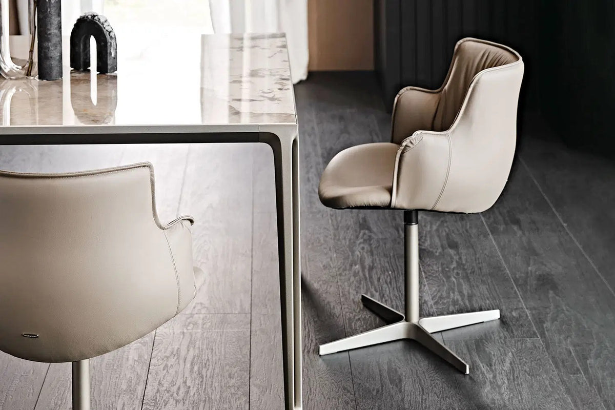 Cattelan Italia Rihanna X Swivel Dining Armchair – Soft Leather & Glove Soft Leather