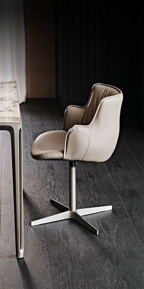 Cattelan Italia Rihanna X Swivel Dining Armchair – Soft Leather & Glove Soft Leather