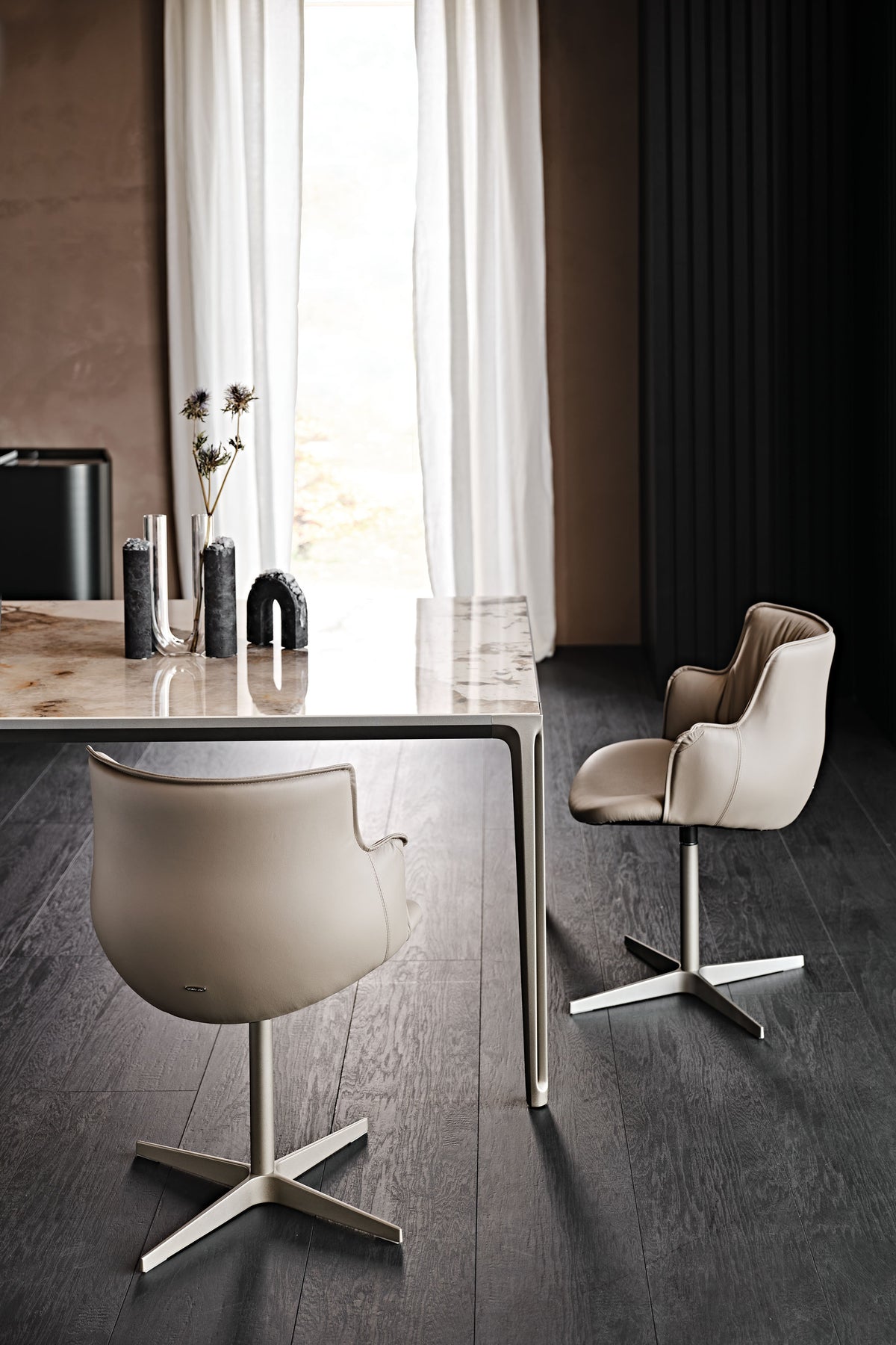Cattelan Italia Rihanna X Swivel Dining Armchair – Soft Leather & Glove Soft Leather
