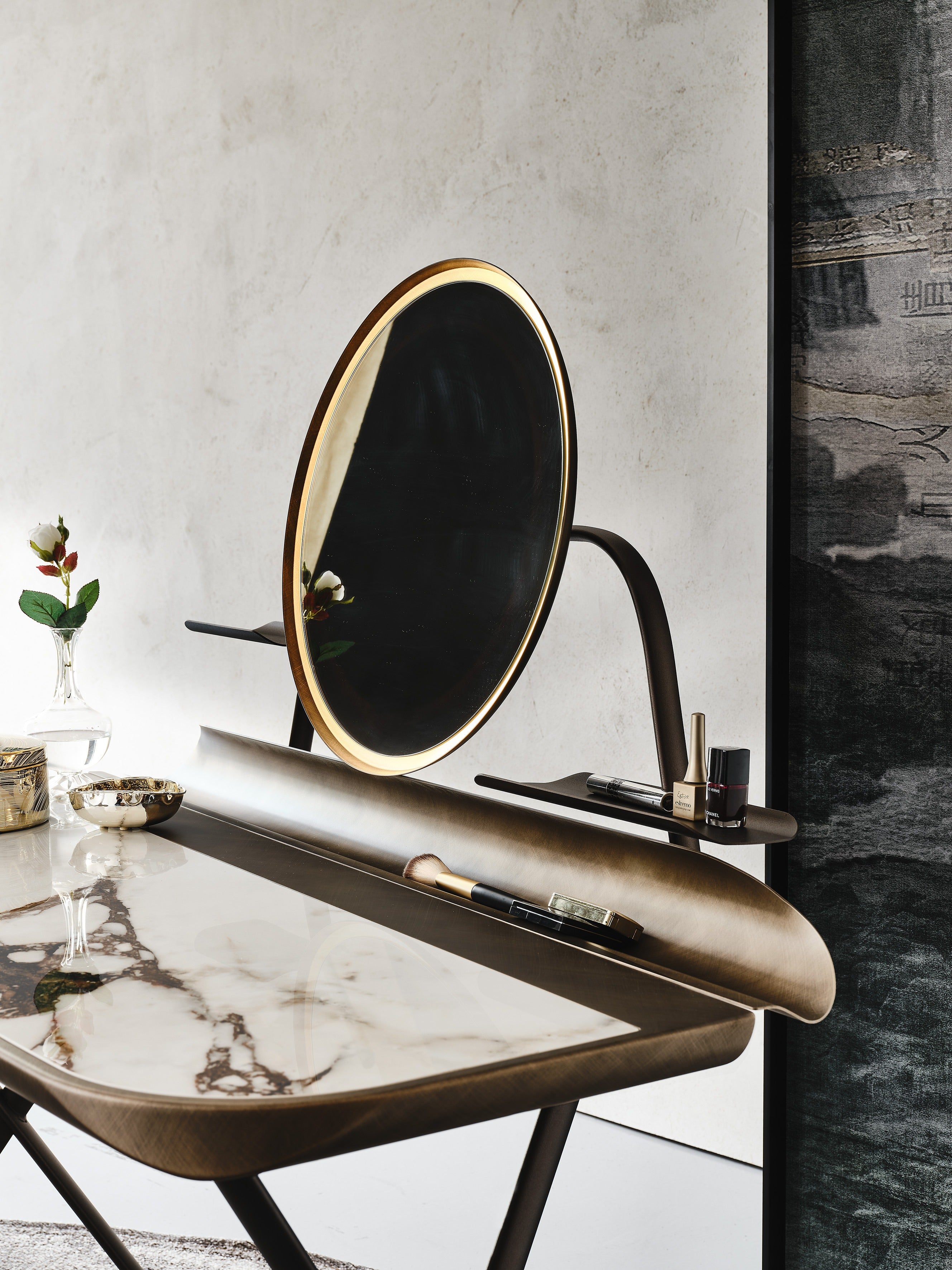 Cattelan Italia Cocoon Trousse Keramik Desk With Black embossed Frame