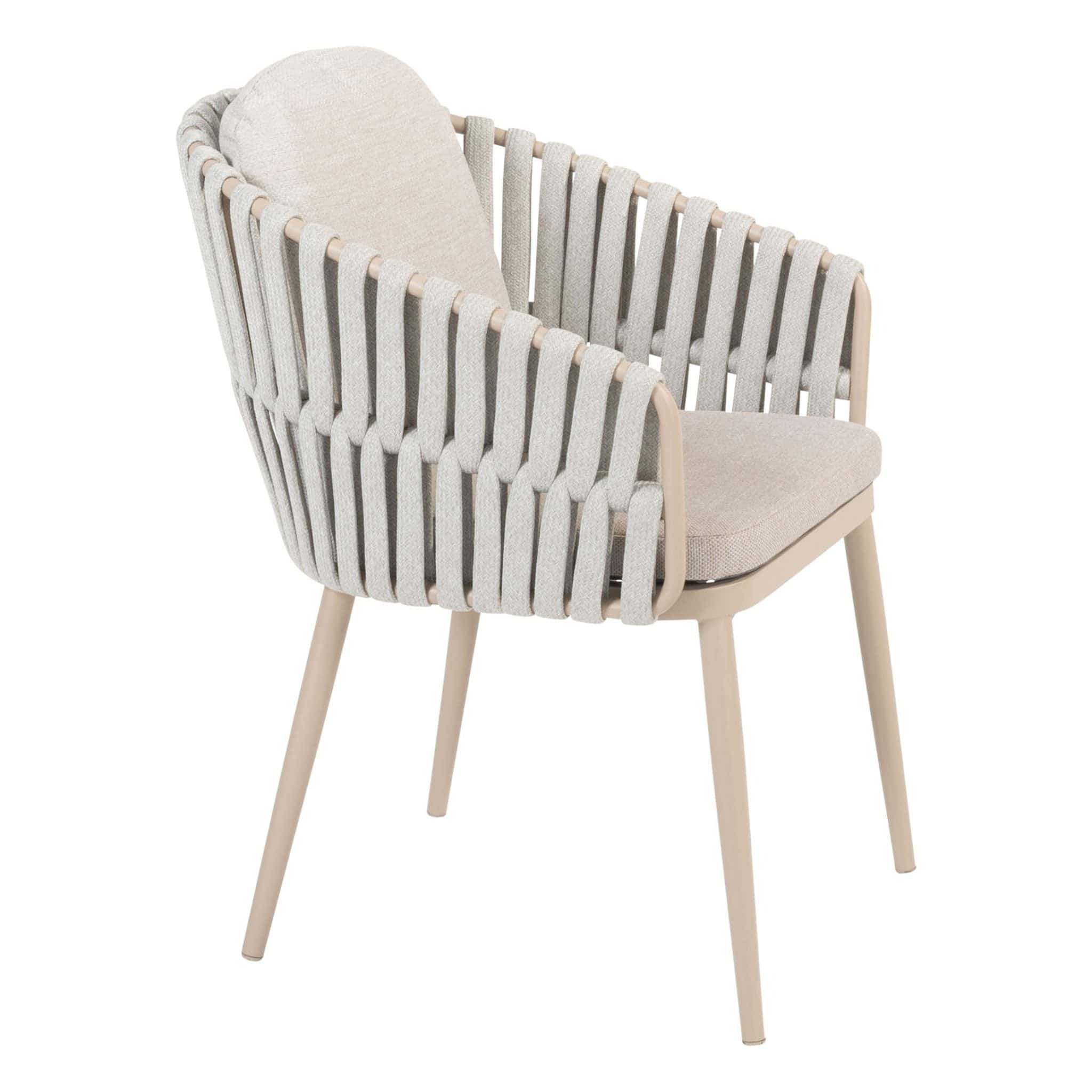 4 Season Outdoor Prado 160cm Latte Legs Teak Top Table with 6 Eva Dining Chairs