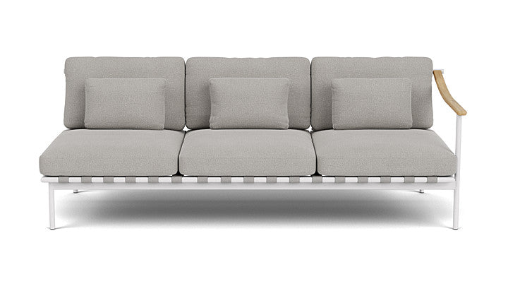 Barlow Tyrie Around Deep Seating Triple Lounge Sofa with Teak Right Arm
