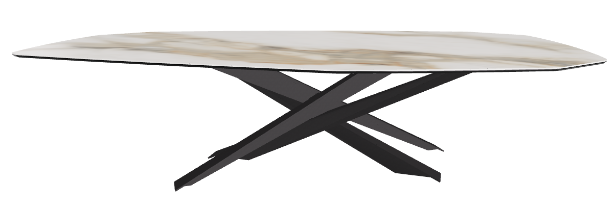 300x130x74.5h Polygon Shaped_Matt Borghini Calacatta_Black Embossed