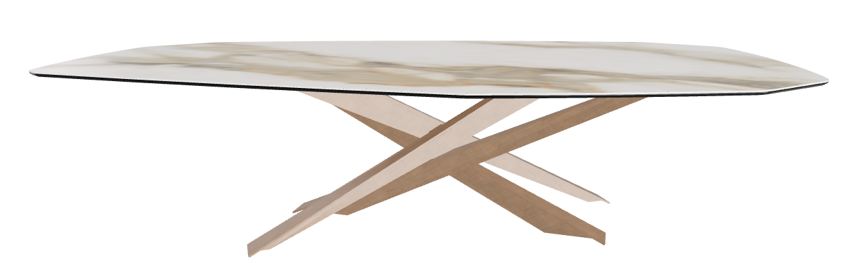 300x130x74.5h Polygon Shaped_Matt Borghini Calacatta_Brushed Bronze