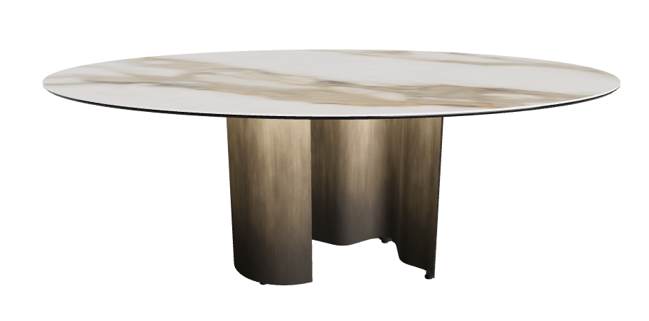 200x120x74h Oval Shaped_Matt Borghini Calacatta_Oxy Brass