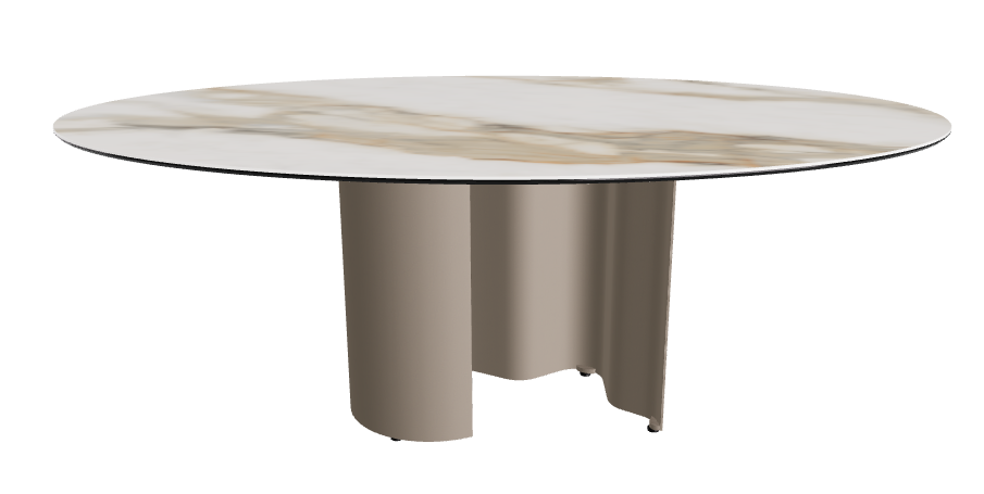 200x120x74h Oval Shaped_Matt Borghini Calacatta_Titanium Embossed