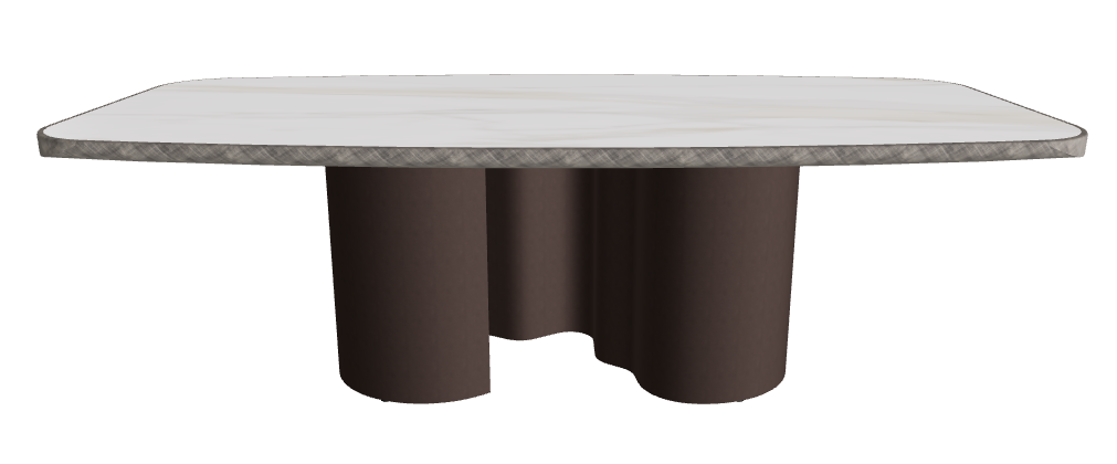 240x120x75h Barrel Shaped_Matt Golden Calacatta_Bronze Embossed_Brushed Grey