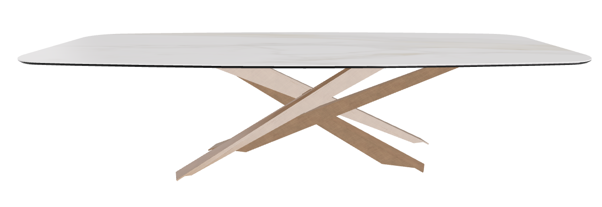 300x120x74.5h Barrel Shaped_Matt Golden Calacatta_Brushed Bronze