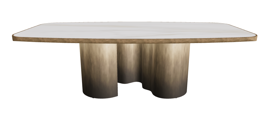 240x120x75h Barrel Shaped_Matt Golden Calacatta_Oxy Brass_Brushed Bronze