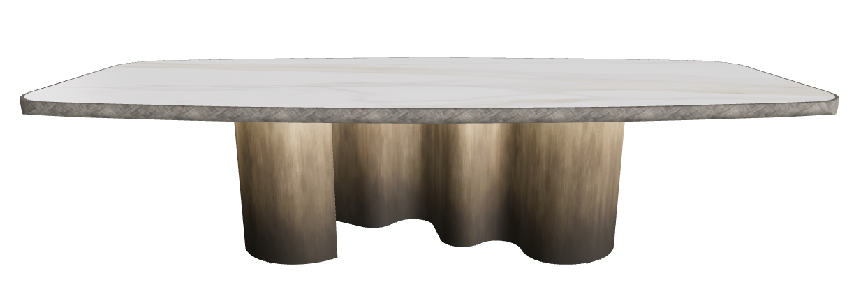 300x128x75h Barrel Shaped_Matt Golden Calacatta_Oxy Brass_Brushed Grey