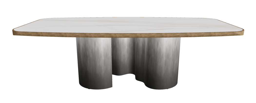 240x120x75h Barrel Shaped_Matt Golden Calacatta_Oxy Grey_Brushed Bronze
