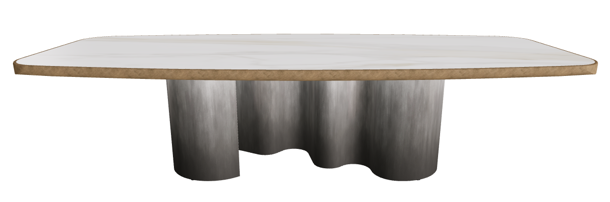 300x128x75h Barrel Shaped_Matt Golden Calacatta_Oxy Grey_Brushed Bronze