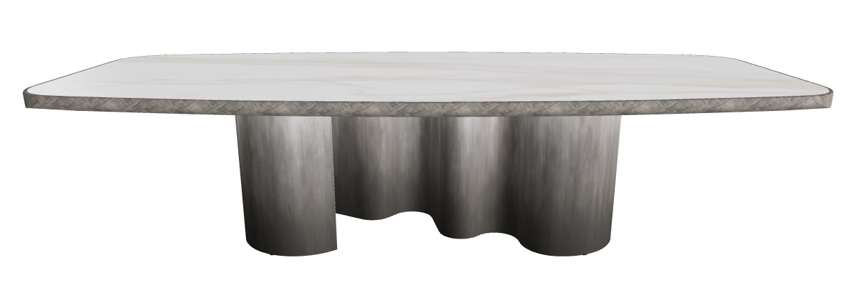 300x128x75h Barrel Shaped_Matt Golden Calacatta_Oxy Grey_Brushed Grey
