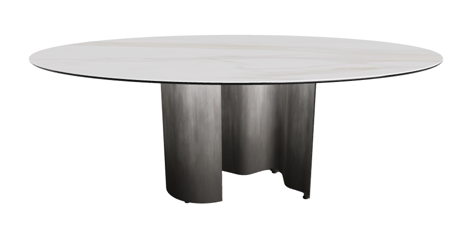 200x120x74h Oval Shaped_Matt Golden Calacatta_Oxy Grey