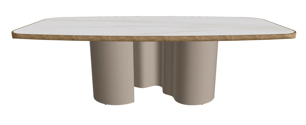 240x120x75h Barrel Shaped_Matt Golden Calacatta_Titanium Embossed_Brushed Bronze